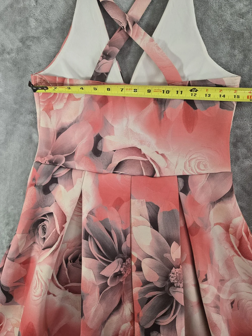 Charlotte Russe Pink and Gray Floral Crisscross Party Dress